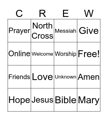 Kid Crew Bingo Card