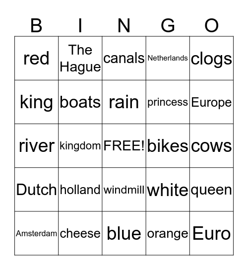 Holland Bingo Card