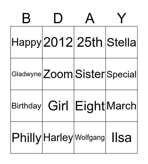 Happy Birthday Harley Bingo Card