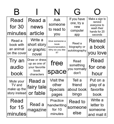 MS.REID'S LIBRARY BINGO Card