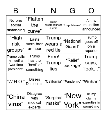 Coronavirus Briefing Bingo Card