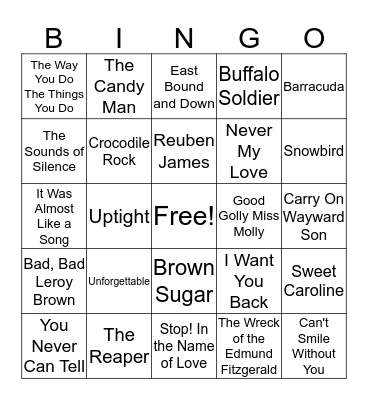 Name That Tune 3 Bingo Card