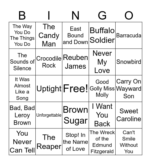 Name That Tune 3 Bingo Card