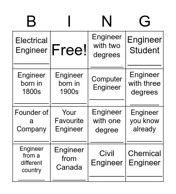 Female Engineers! Bingo Card