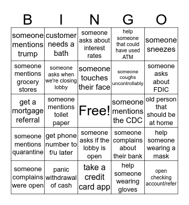PANDEMIC BINGO Card
