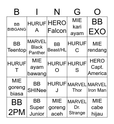 misung Bingo Card