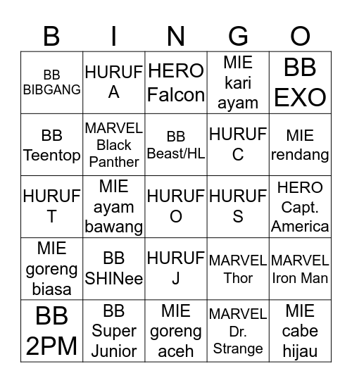 misung Bingo Card