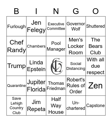 Lehigh Country Club Board Bingo Card