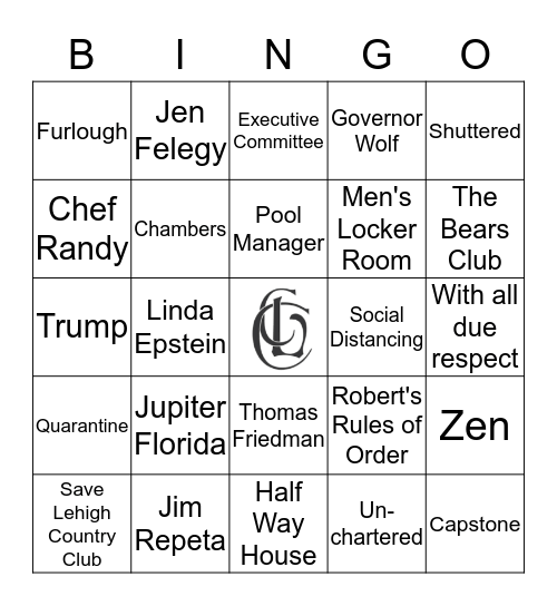 Lehigh Country Club Board Bingo Card