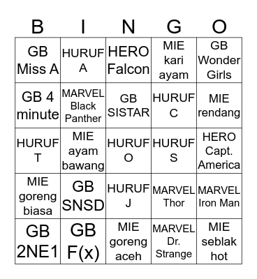 misung Bingo Card