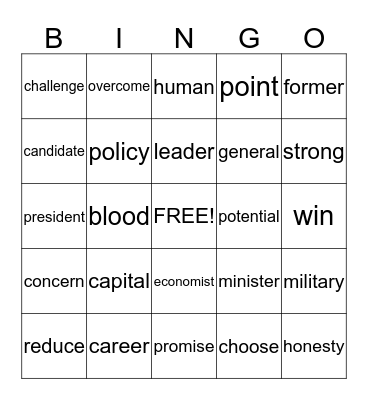 The men who would be president Bingo Card