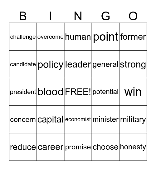 The men who would be president Bingo Card