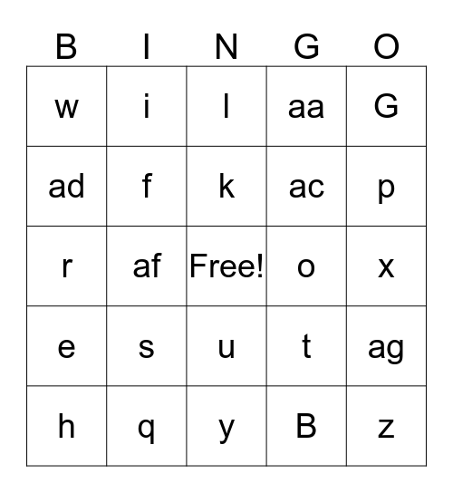 Wellesley Bingo Card