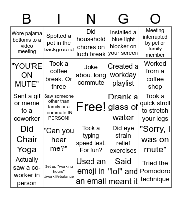 Conference Call Bingo Card