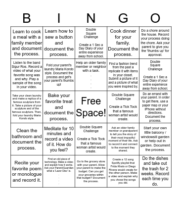 Ms. Watson's Art Bingo Card