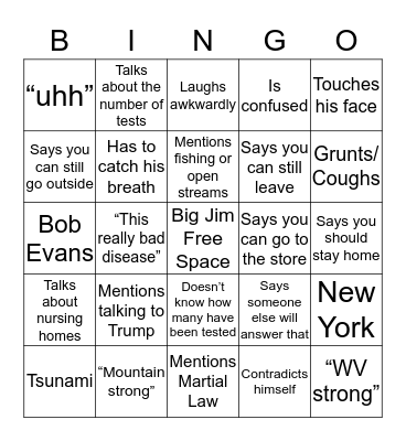 Big Jim Bingo  Bingo Card
