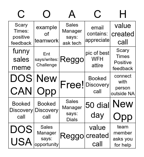 Strategic Coach Bingo Card