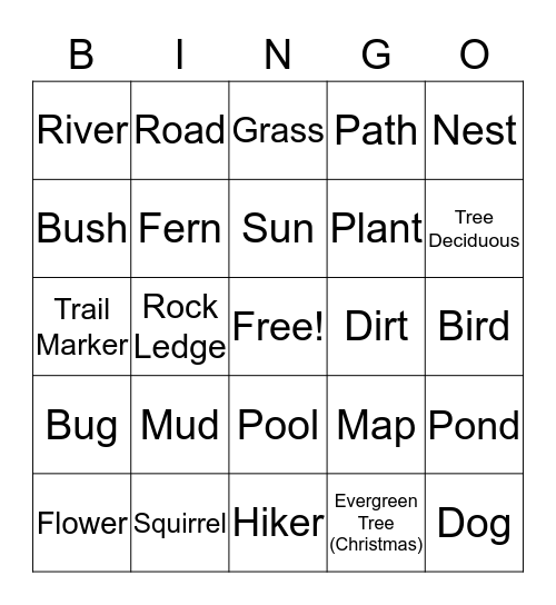 Woods Bingo Card