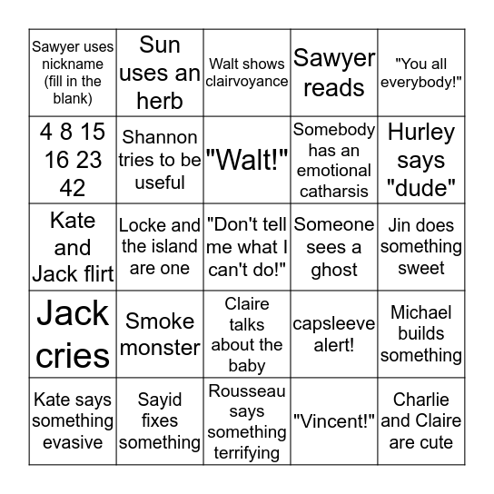 Lost Bingo Card