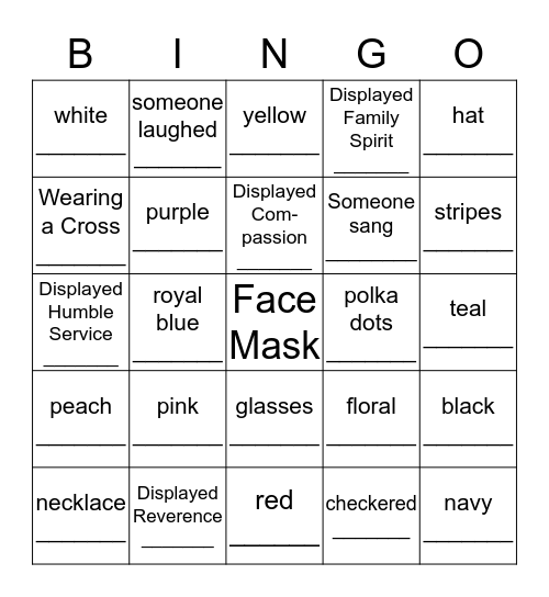 Employee Bingo Card