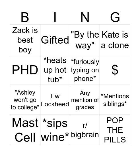 Mom Bing Bingo Card