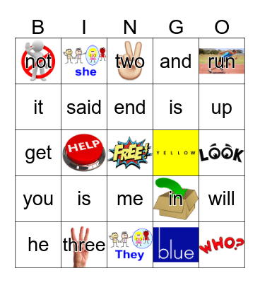 Sight Words Bingo Card