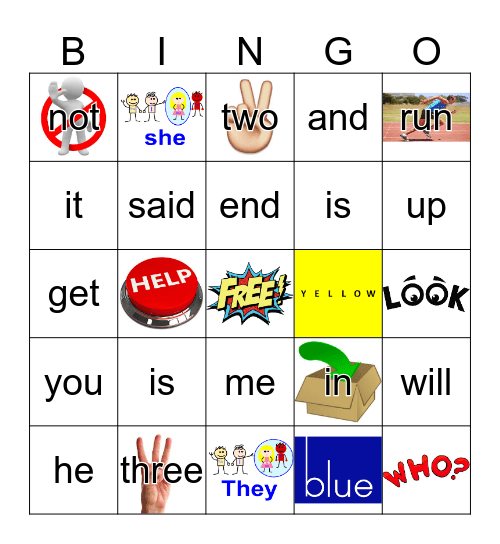 Sight Words Bingo Card