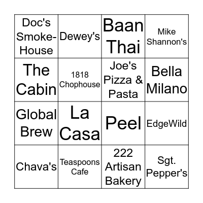 Give Back Bingo Card