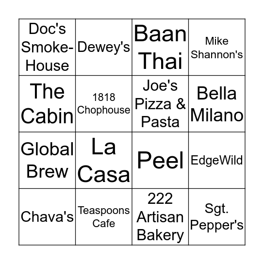 Give Back Bingo Card