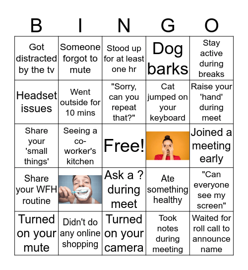 Work From Home Bingo Card