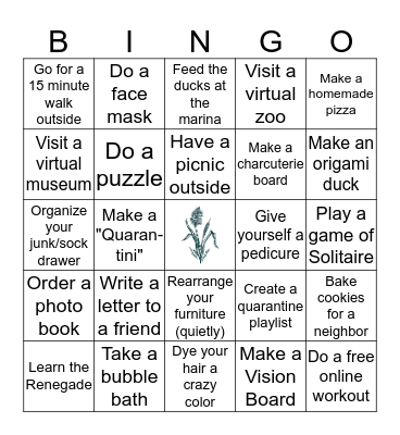 Riverside Flats Quarantine Bingo Card