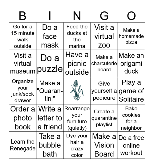 Riverside Flats Quarantine Bingo Card