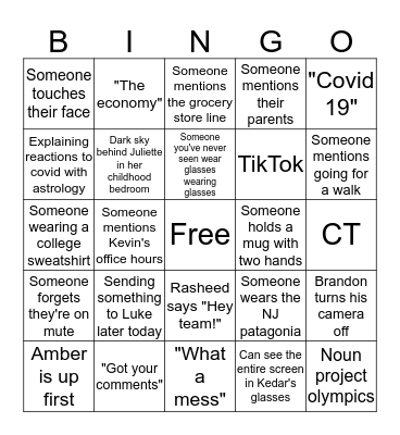 NSI Remote Standup Bingo Card