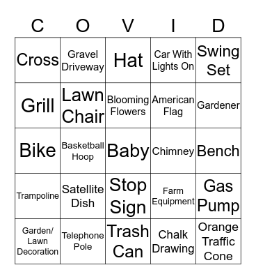 Greenville Car Bingo Card