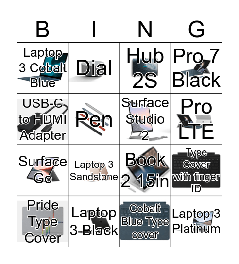 Surface Bingo Card