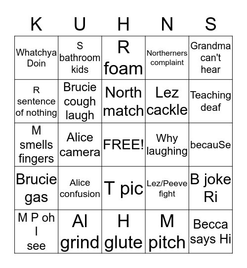 Famil Bingo Card