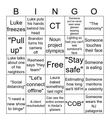 NSI Remote Standup Bingo Card