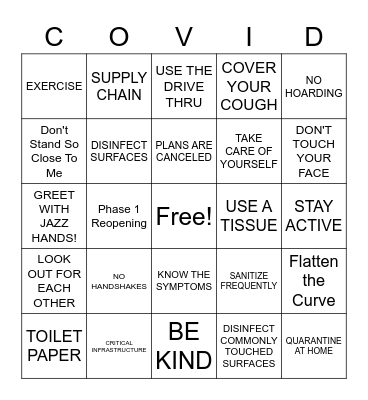 COVID-19 BINGO Card