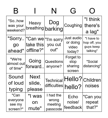 Conference Call Bingo Card