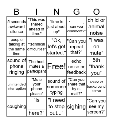 Conference Call BINGO Card