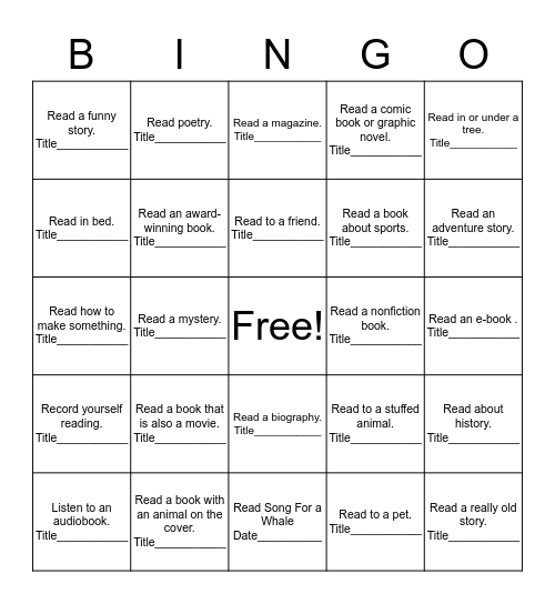 Library Bingo! Bingo Card