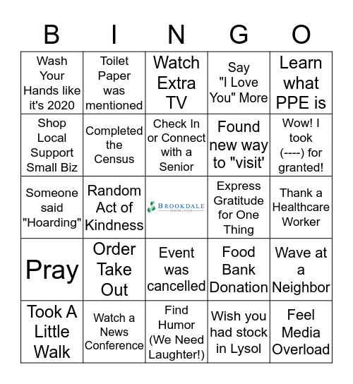 BINGO for SOCIAL DISTANCING Bingo Card