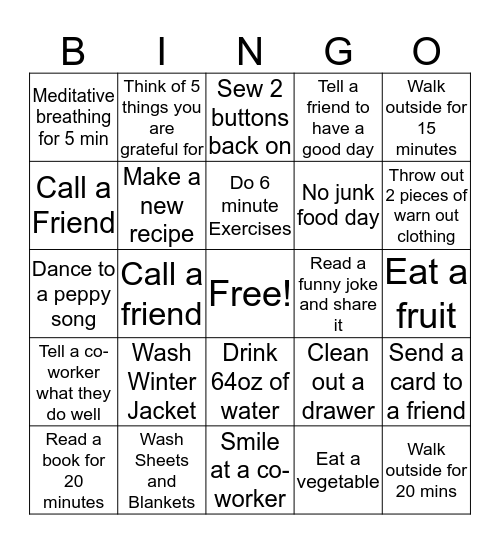 Tasks Wellness Spring Bingo March 27- April 17   Bingo Card