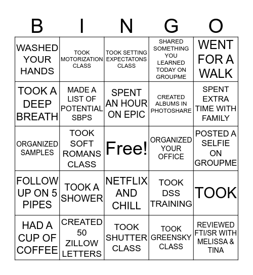 QUARANTINE BINGO Card