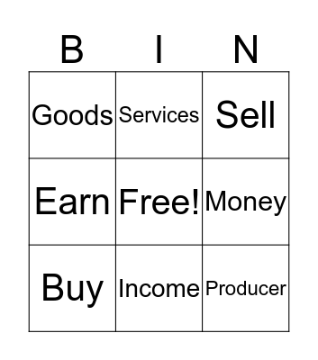 Economics Bingo Card