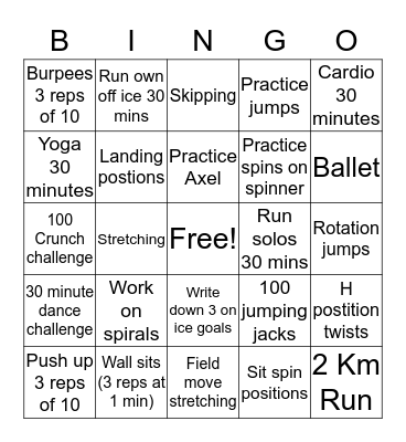 HSC OFF-ICE BINGO Card