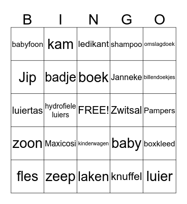 Baby shower bingo Card