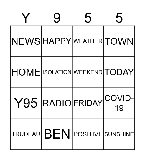 Y95 WORD BINGO Card