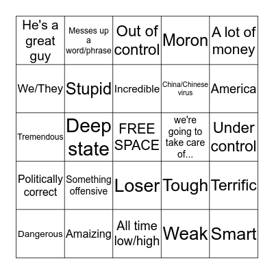 Trump Bingo Card