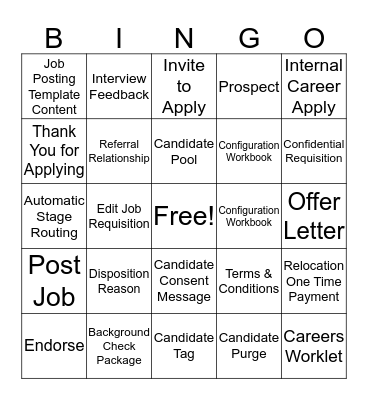 Recruiting-o Bingo Card